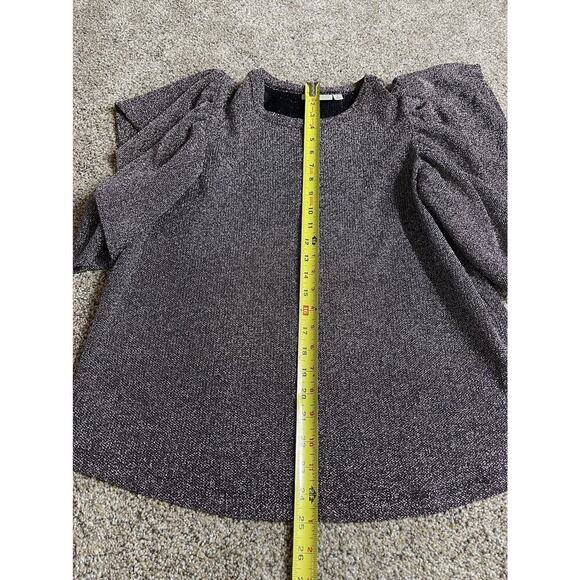 Happy x Nature Women's Ruffle Metallic Purple Black Blouse Top Size Small - Picture 5 of 6